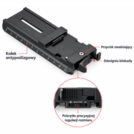 SmallRig 6439 - montażowa płytka szybkozłączka Manfrotto z Arca do wybranych gimbali DJI - szczegóły